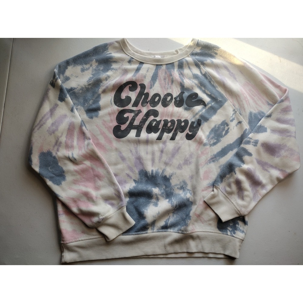 Choose Happy Tie-Dye Sweatshirt - Pink & Blue